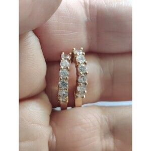 Vintage 925 Sterling Silver Pierced Earrings Marked 925 China CZ Gold Color